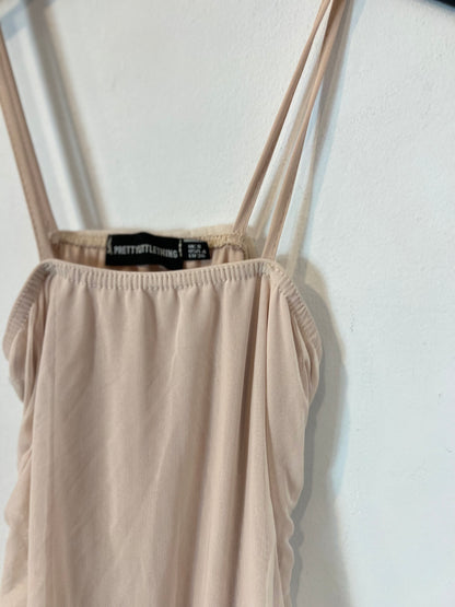 PRETTYLITTLETHING.vestido rosa fruncido T.36