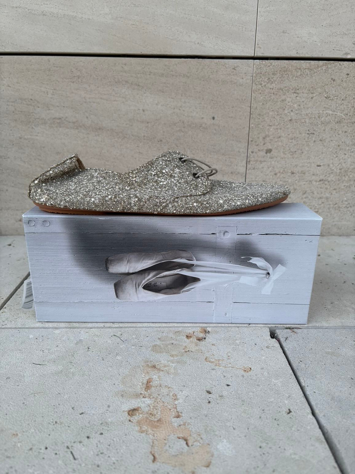 ANNIEL. Zapatos cordones purpurina. T 41