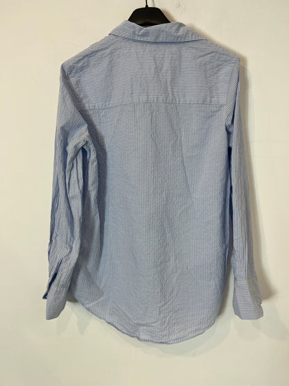 MASSIMO DUTTI. Camisa de rayas azul y blanca T.36