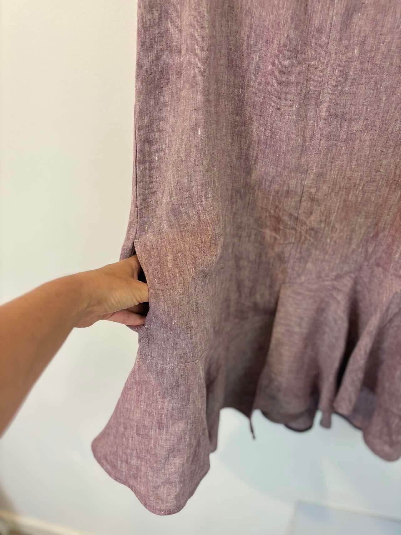 MASSIMO DUTTI. Vestido corto lino volante