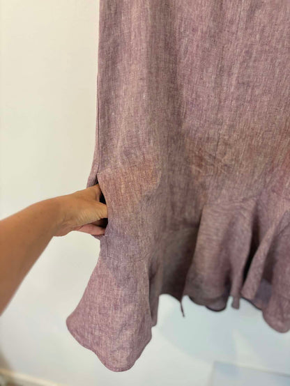 MASSIMO DUTTI. Vestido corto lino volante
