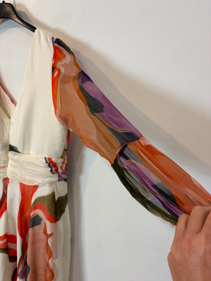 Vestido largo estampado mangas gasa