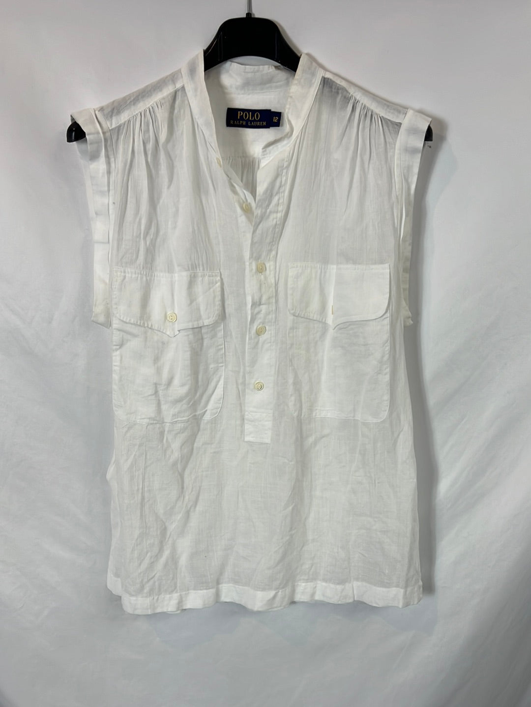 POLO RALPH LAUREN. Blusa sin mangas blanca algodón. T 12(L)