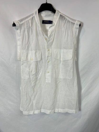 POLO RALPH LAUREN. Blusa sin mangas blanca algodón. T 12(L)