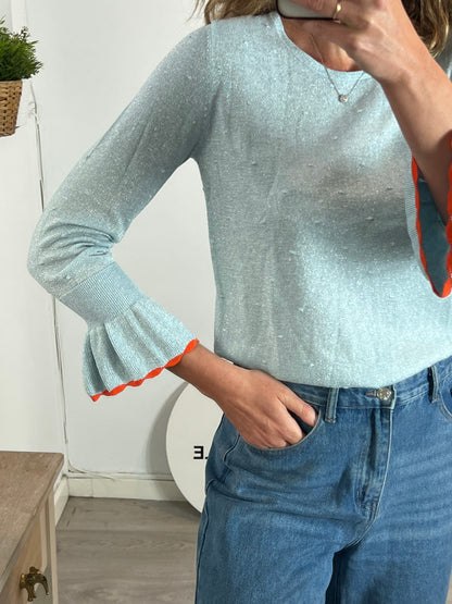 NÜMPH. Top azul hilos brillo  T.m