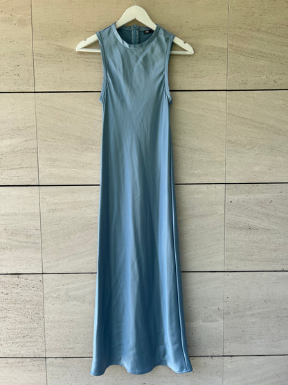 ZARA. Vestido satinado azul  T.s