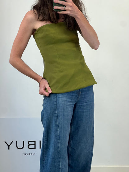 ZARA. Top verde palabra de honor