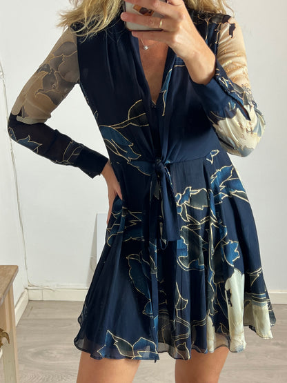 adolfo dominguez blue dress Adolfo Dominguez Wrap-Around Dress with Side Lacing in Light Blue - Queen Letizia Dresses