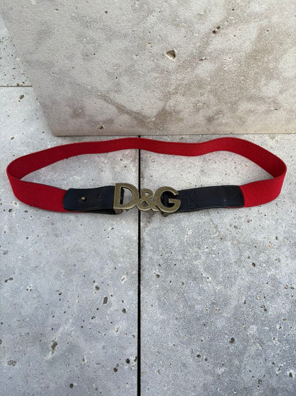 D&G. Cinturón rojo con piel