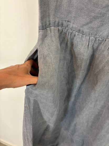 ZARA. Vestido midi lino efecto desgastado