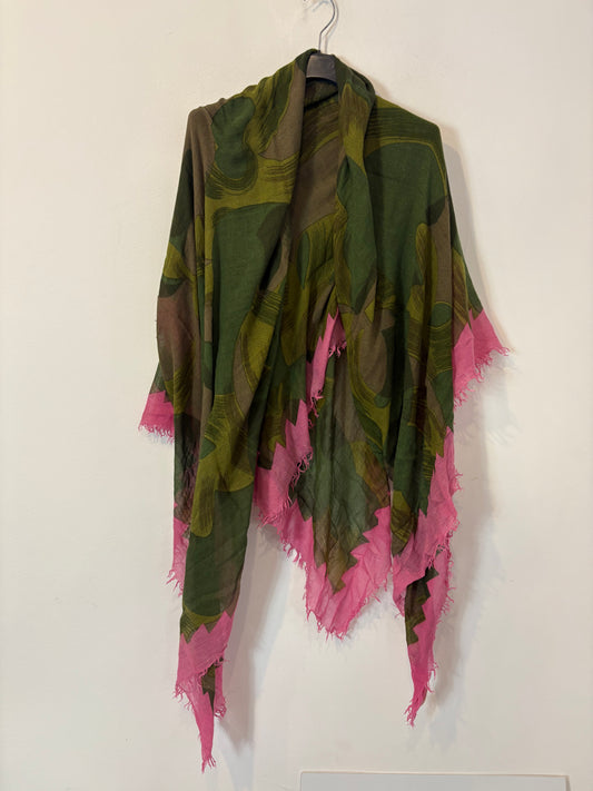 ZADIG & VOLTAIRE. Pañuelo fluido verde y rosa