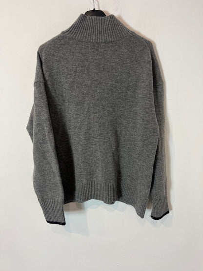 ABSOLUTE CASHMERE. Jersey gris cuello alto lana y cashemre. T XS(S)