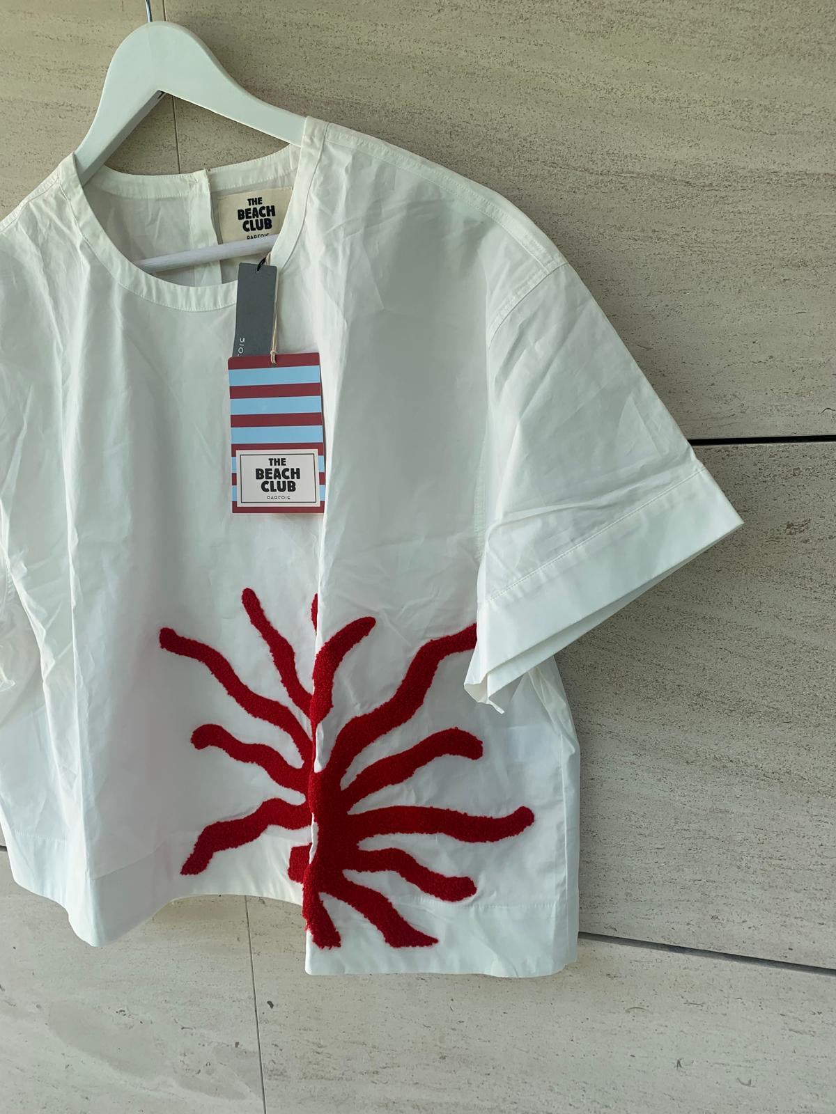 PARFOIS. Blusa blanca detalles en textura