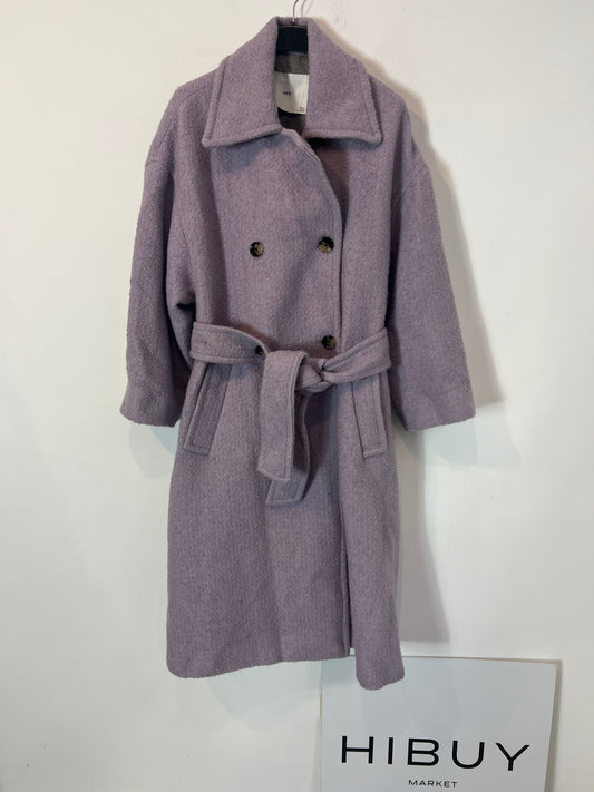 MANGO. Abrigo malva doble botonadura. T S