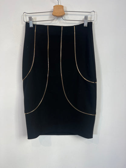 GEORGE RECH. Falda detalles dorados. T 36