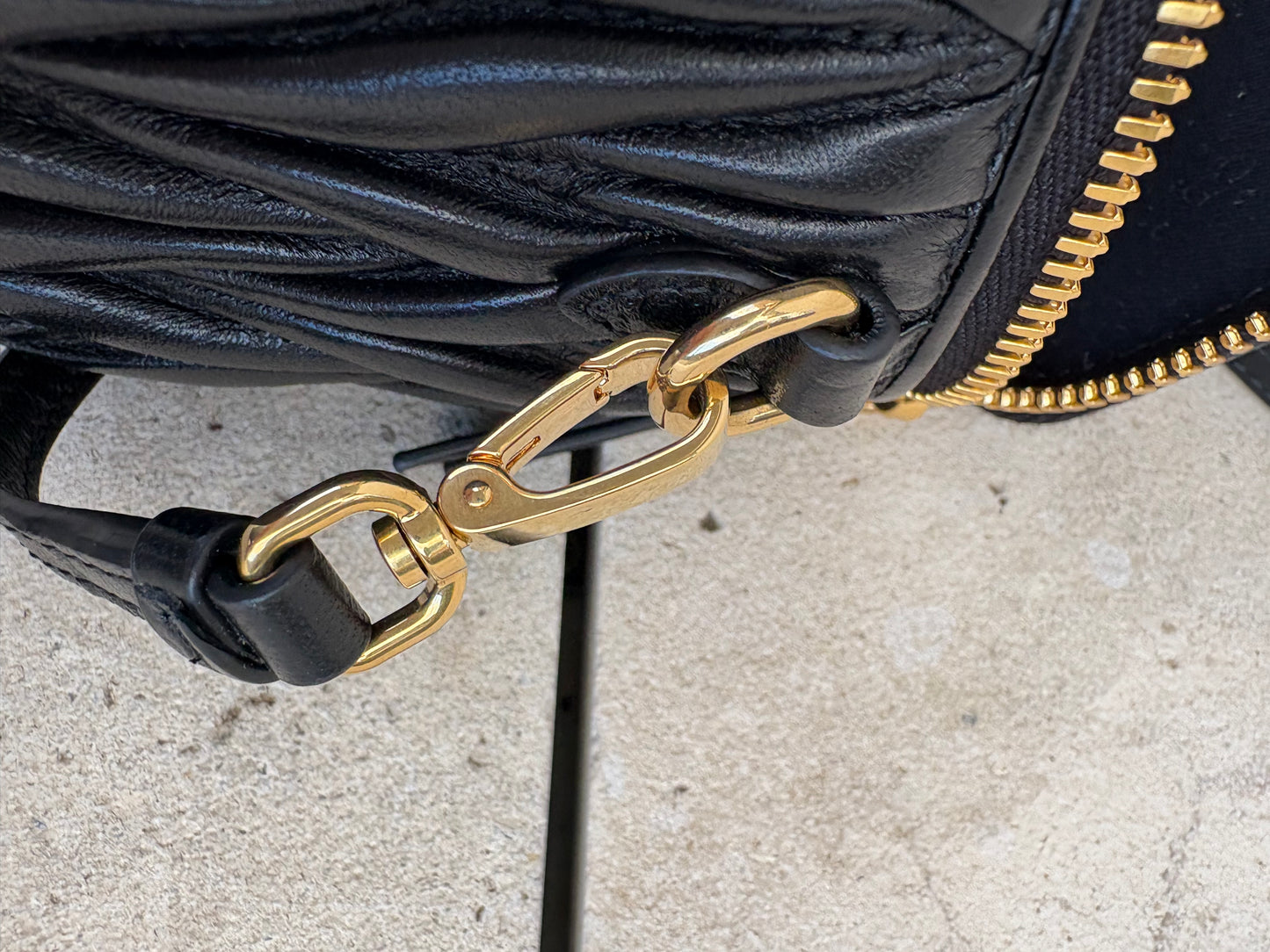 MIU MIU. Matelassé nappa leather micro bag