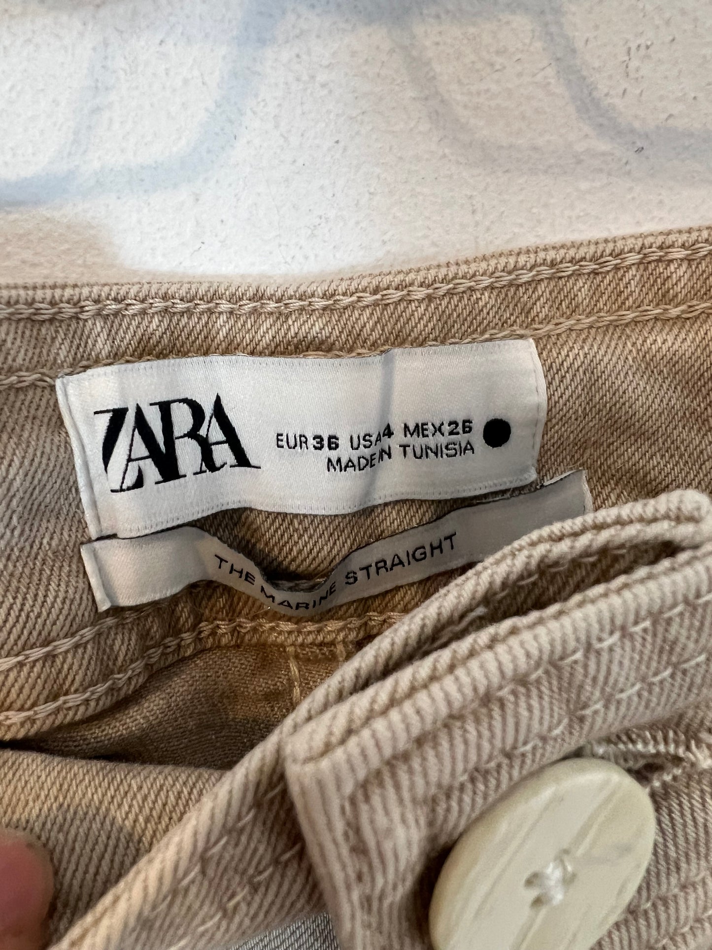 ZARA. Tan denim culottes. Size 36