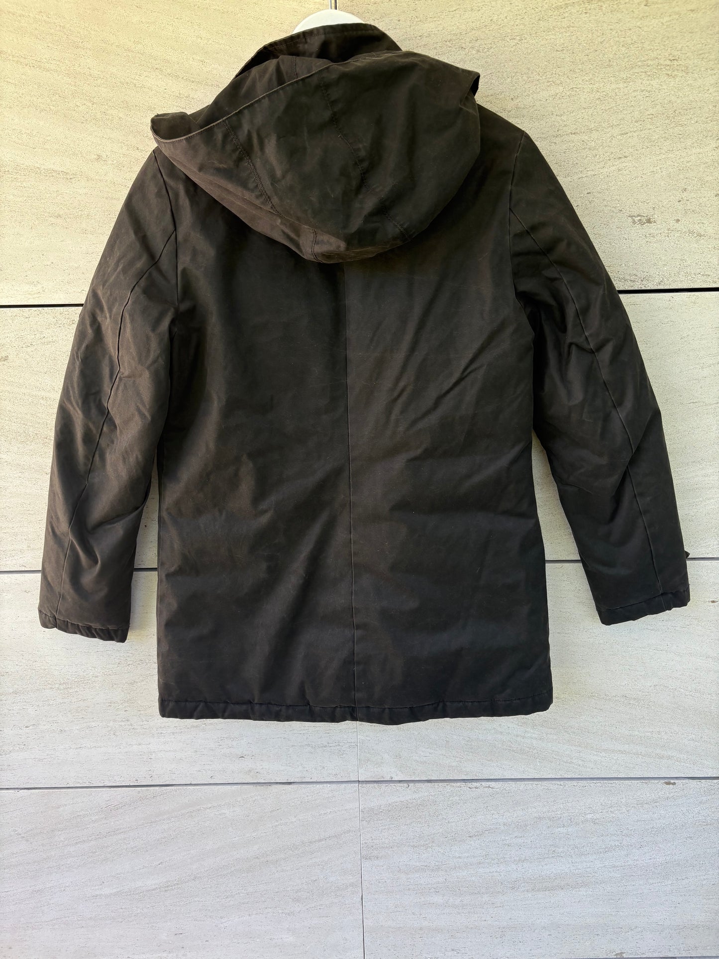 ECOALF. Abrigo verde oscuro capucha. T S