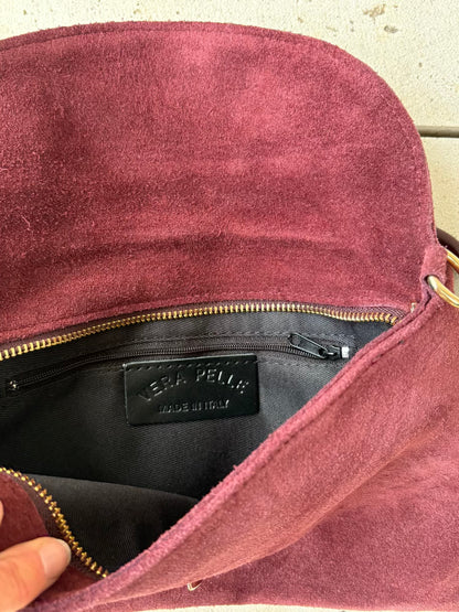 Cartera de mano piel burdeos