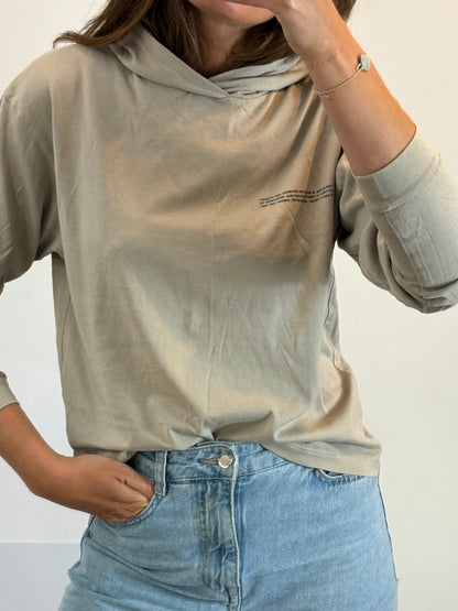 PANGAIA. Thin beige letter sweatshirt. T.S.