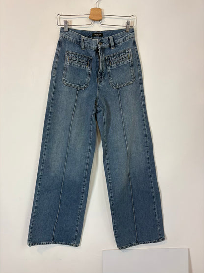 MASSIMO DUTTI. Denim pata ancha bolsillos