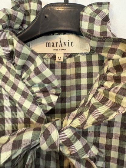 MARÁVIC. Camisa cuadros tonos verdes y rosas