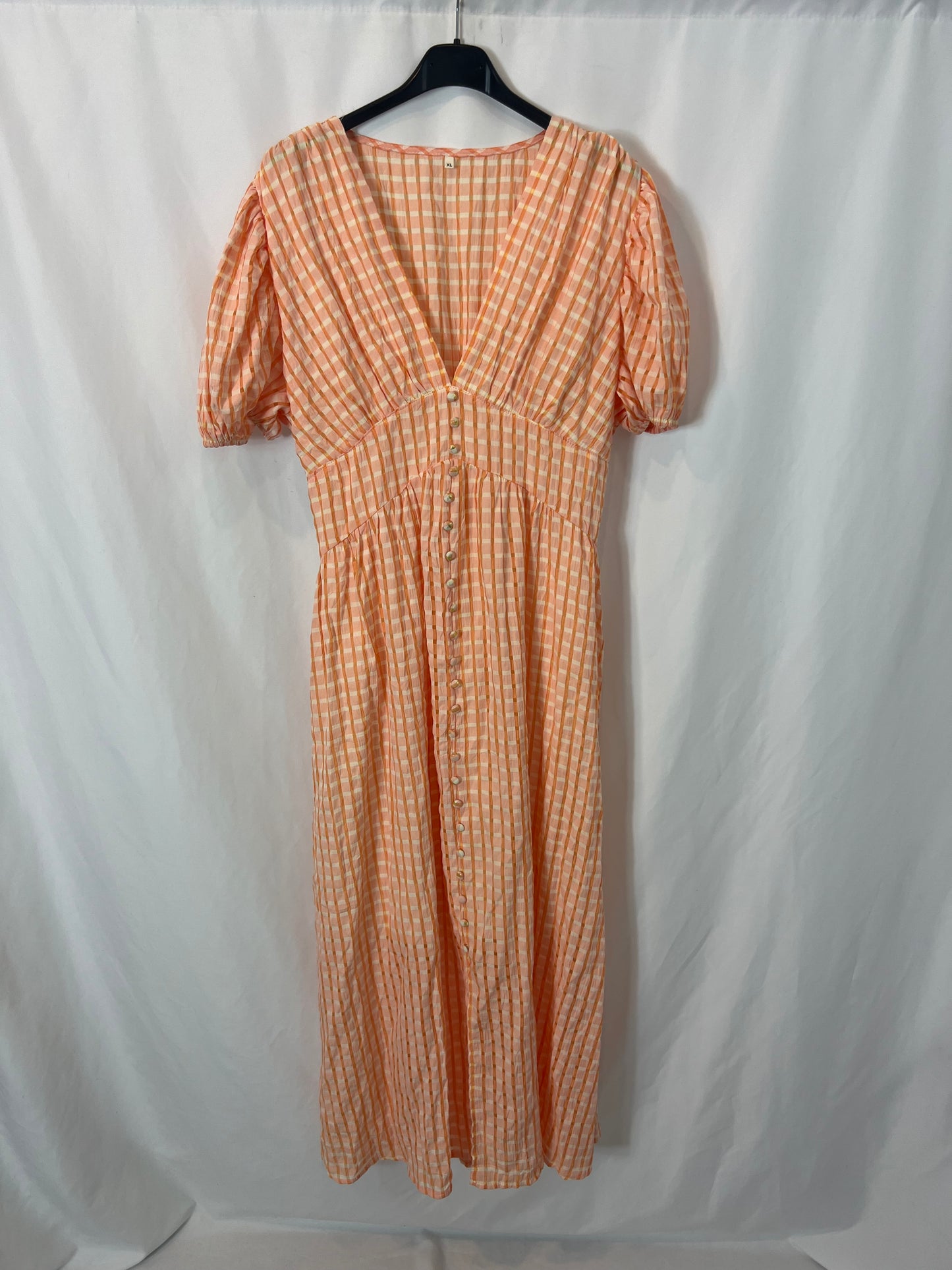 OTRAS. Vestido largo textura naranjas. T L/XL