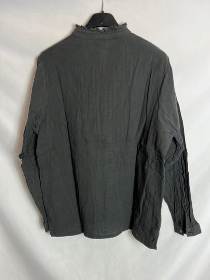 NICOLI. Blusa gris textura  mini volantes. T M