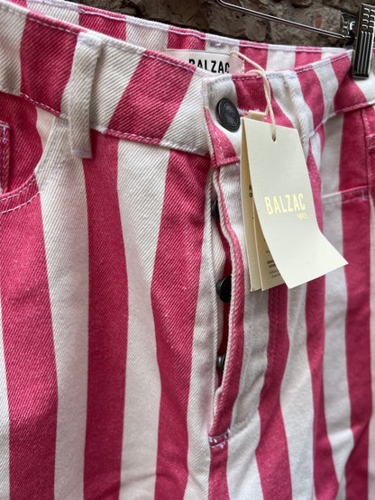BALZAC. Denim rayas rosas abotonado. T 26 (S)