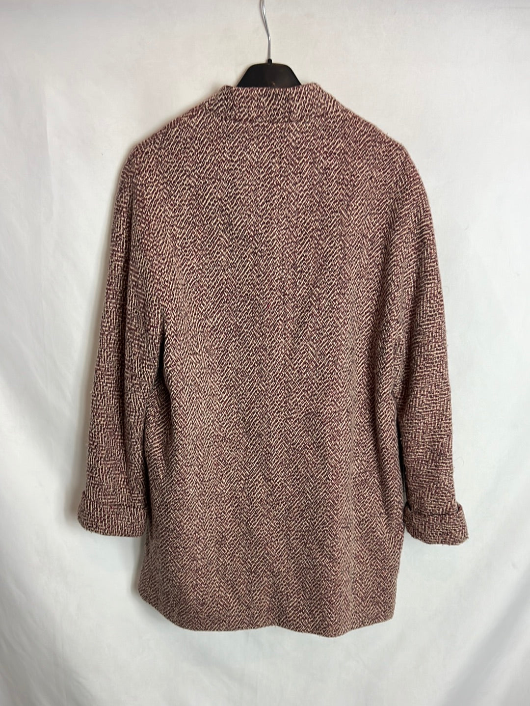 MASSIMO DUTTI. Abrigo/chaqueta burdeos y beige jaspeado . T M