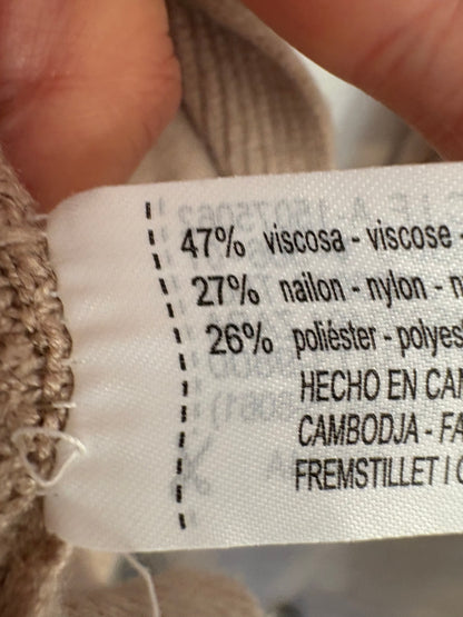 ZARA. Cárdigan beige canalé