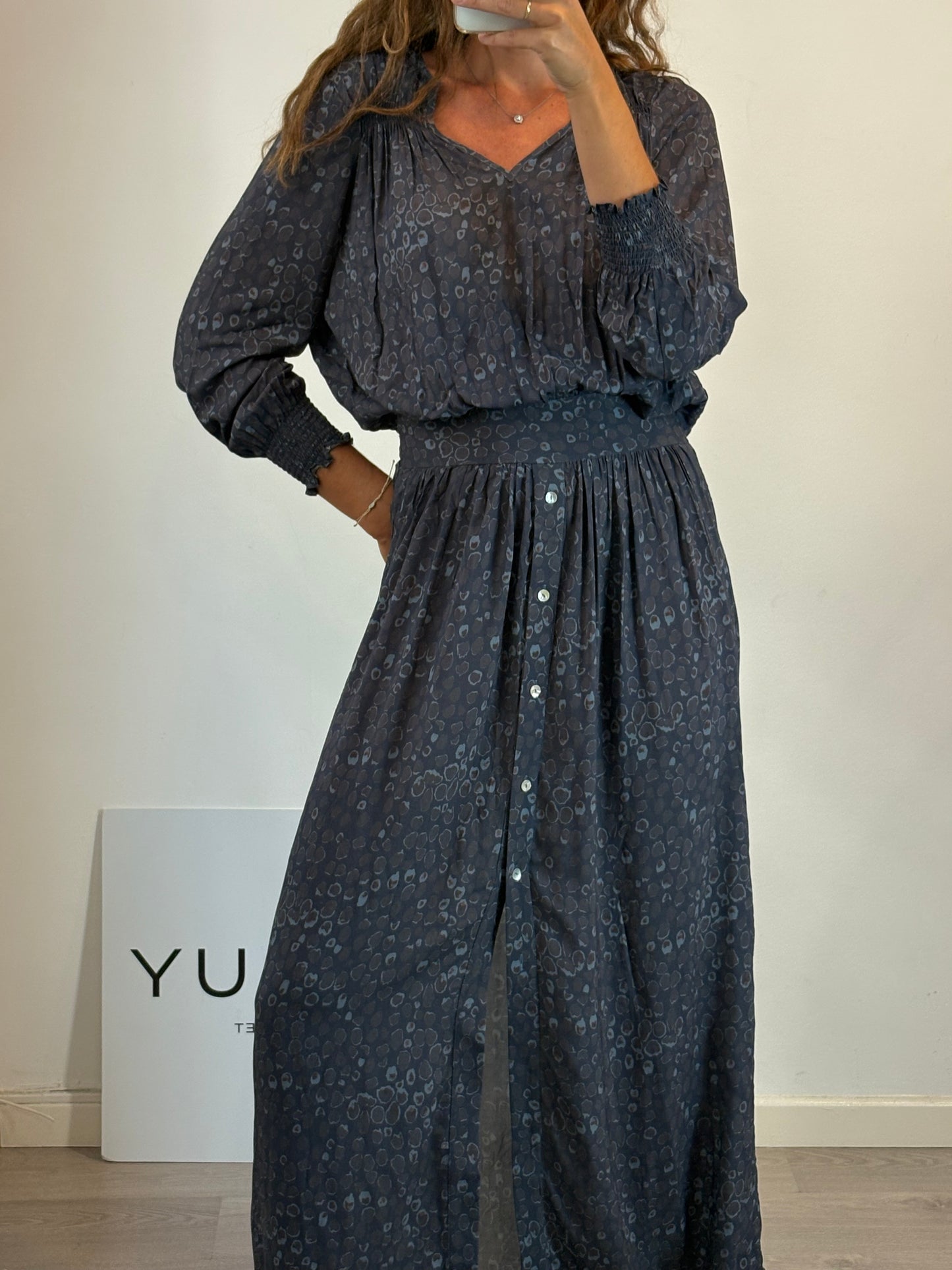 THAIS AMICH. Vestido largo gris T.xs/s