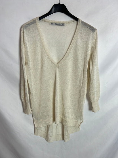 ZARA. Jersey fino beige claro. T S