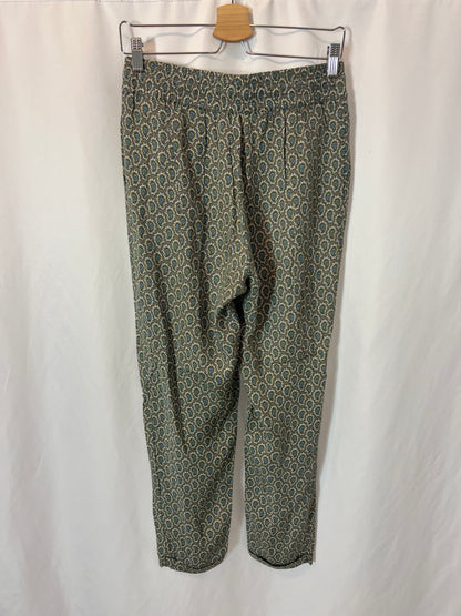 MASSIMO DUTTI. Pantalón fluido estampado. T 40