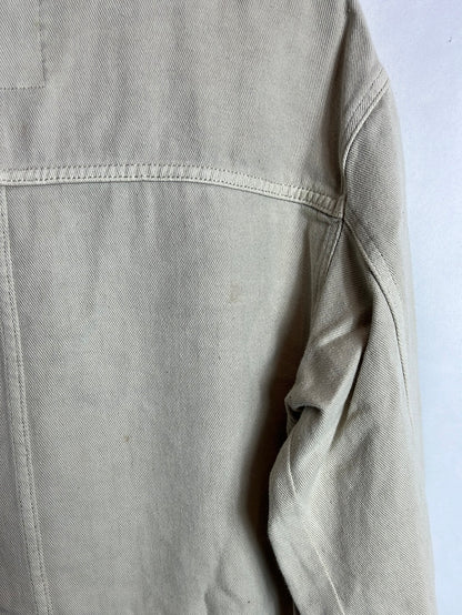 PULL&BEAR . Chaqueta beige larga abotonada. T S