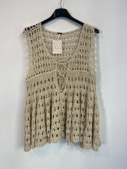 FREE PEOPLE. Top beige punto amplio. T M