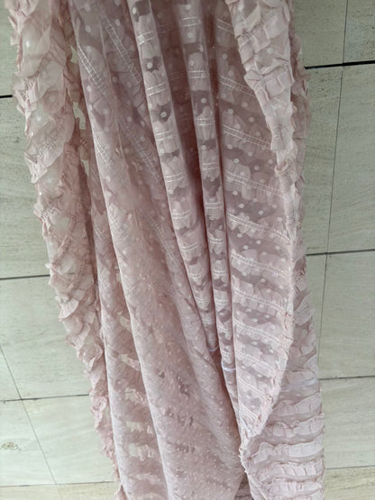 MARMOTA. Vestido largo de gala en tul plumeti rosa empolvado