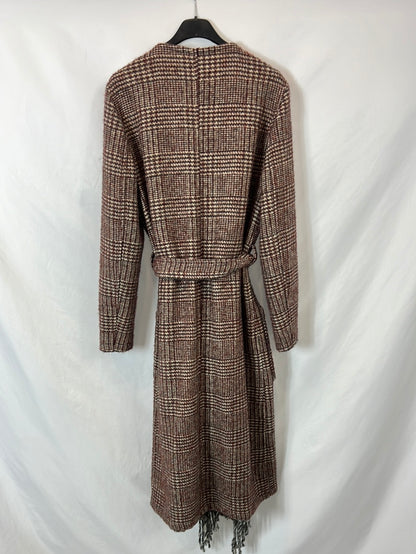 LLOYD'S. Abrigo cuadros flecos T.xs