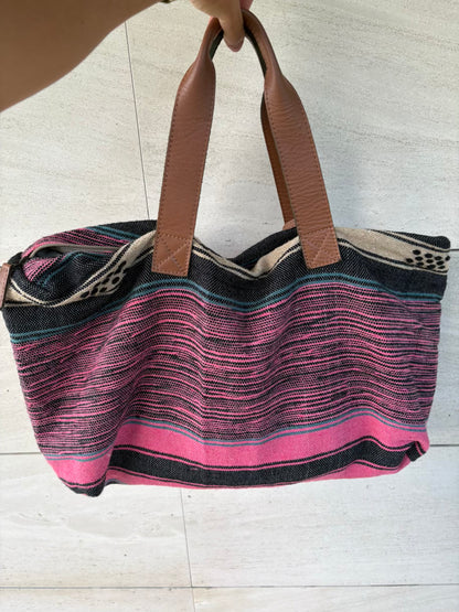 LALLA Marrakech. Bolsa de viaje tela asas en piel