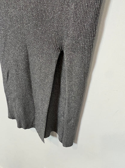 ZARA. Falda midi gris hilos T.s