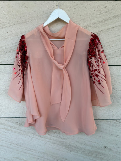 PSOPHIA. Blusa rosa lentejuelas T.xs