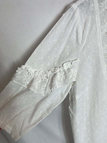 COSTER COPENHAGEN. Blusa plumeti bordados. T 34