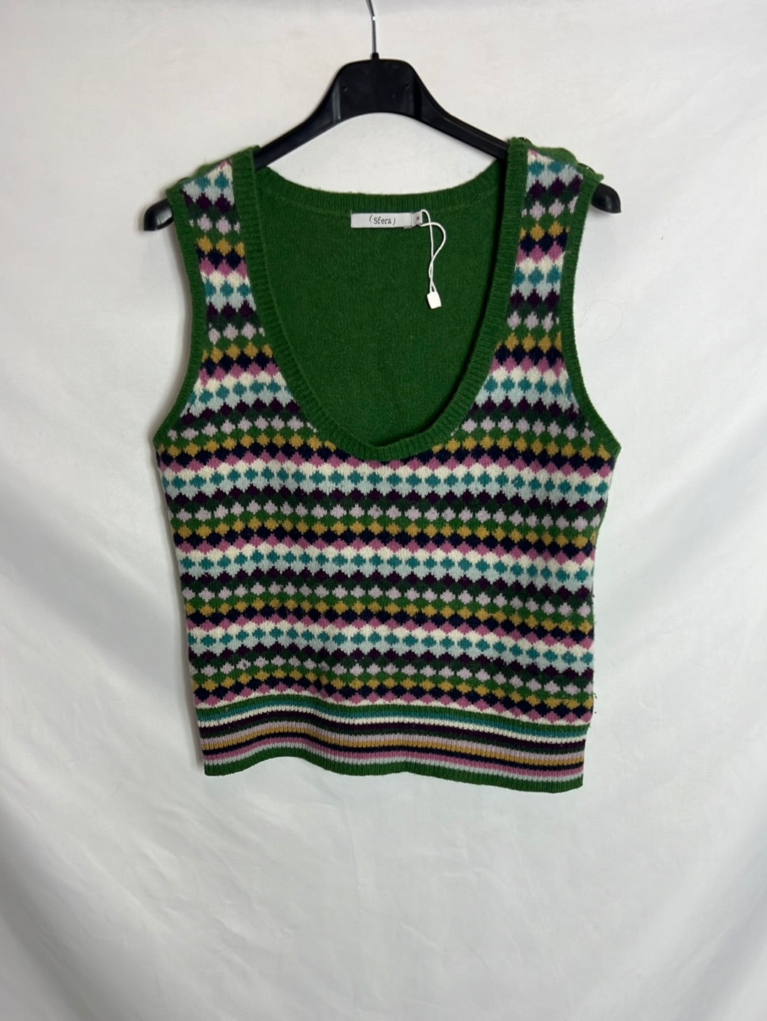 SFERA. Chaleco punto verde colores. T M