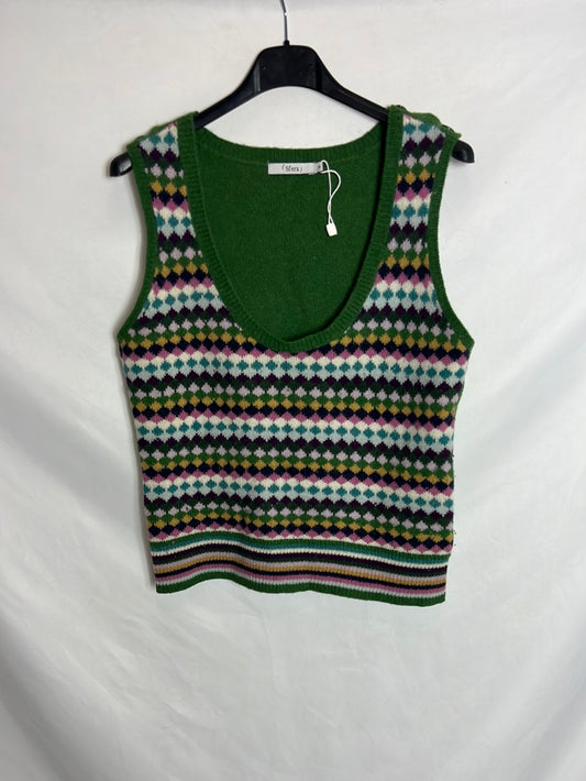 SFERA. Chaleco punto verde colores. T M