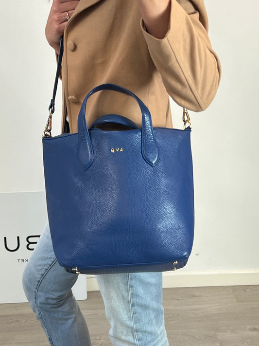 AVG. Bolso shopper azul piel