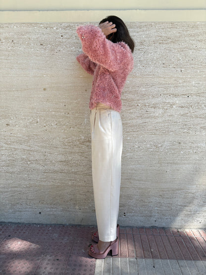 PEDRO GARCIA. Pale pink satin platform sandal. T 40