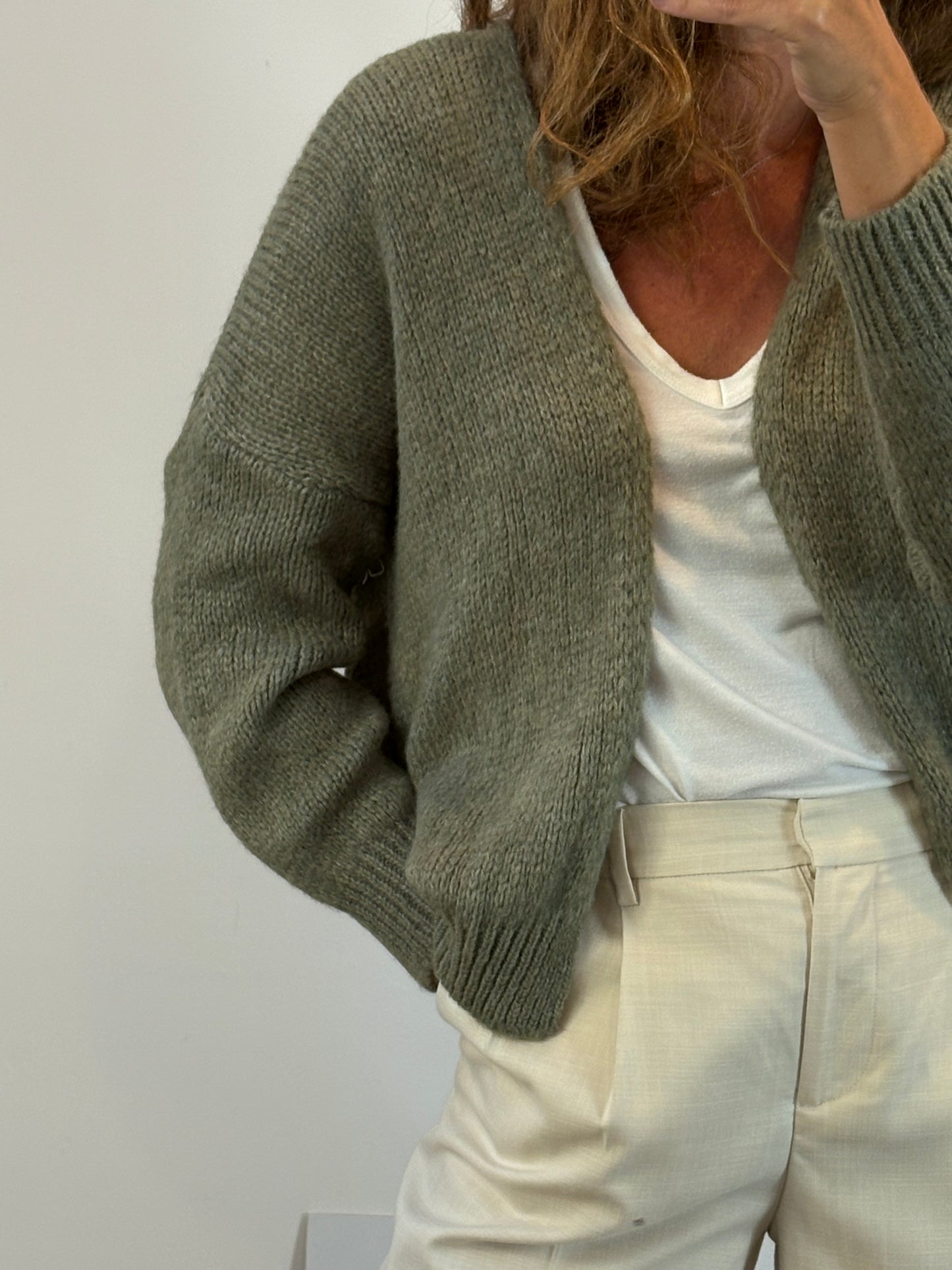 OTRAS. Chaqueta punto verde jaspeado. T S/M