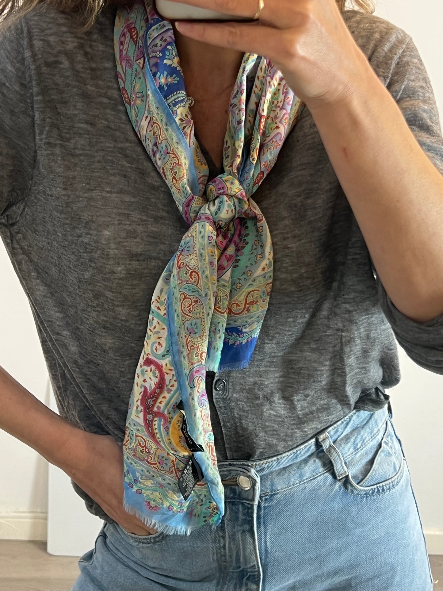 ETRO. Pañuelo estampado seda y algodón