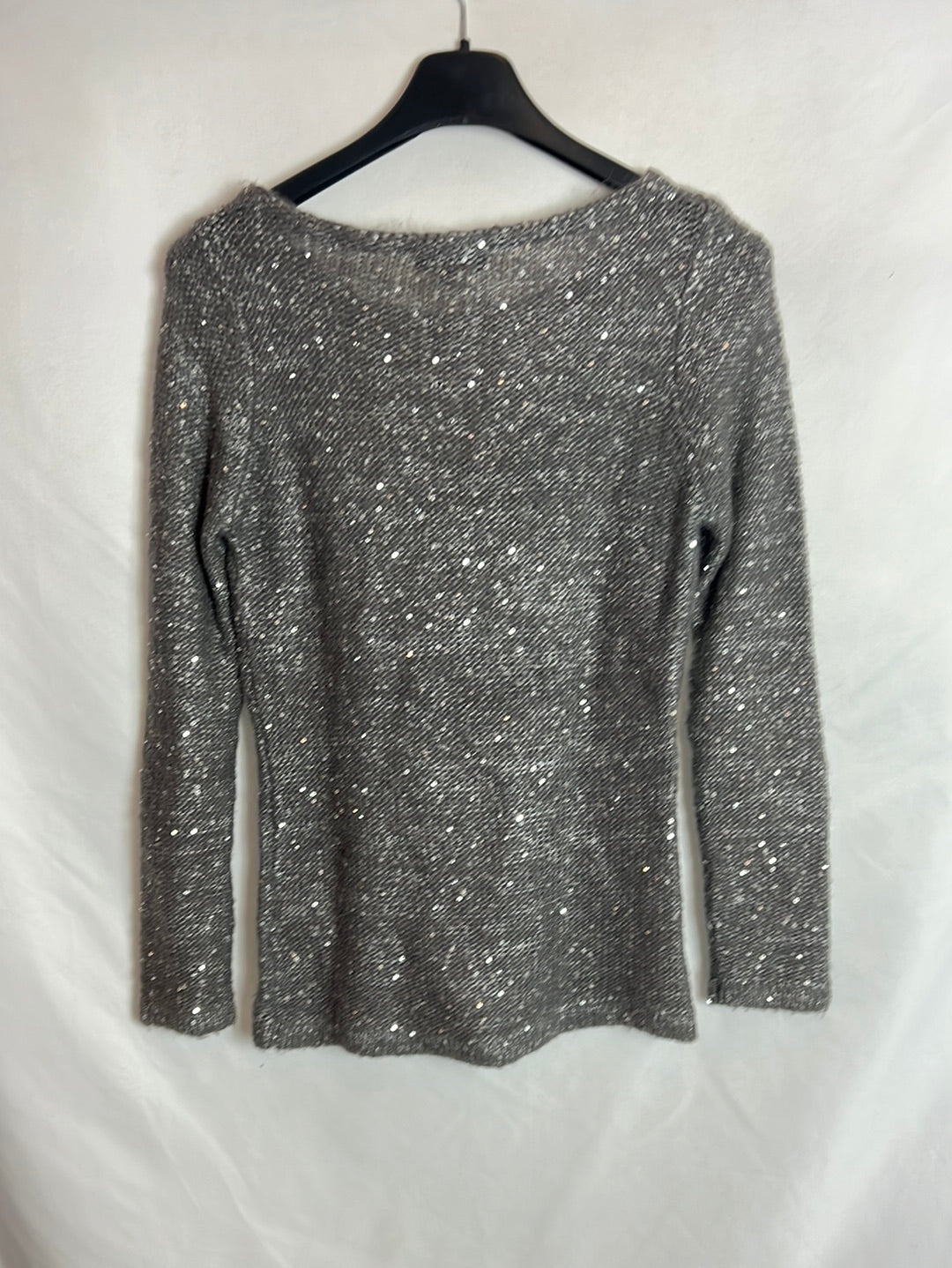 CAROLL. Jersey gris lentejuelas. T 36