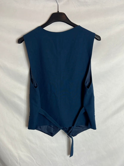 PULL&BEAR. Chaleco azulón  abotonado T.m